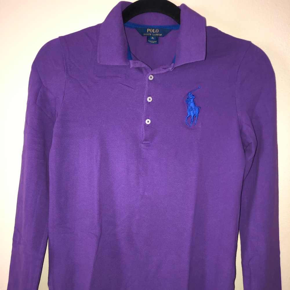 Girls Long Sleeve Purple Ralph Lauren Polo Shirt